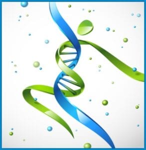 blue and green dna man helix